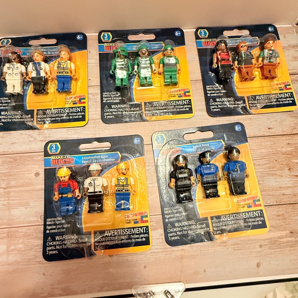 Make-It Blocks Construction Figures Kids 15pc Multicolor NEW 5-Pack Bundle Sets
